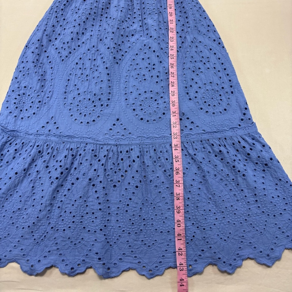 Betsey Johnson Women's Blue Midi Eyelet Short Sleeve Dress Size Small - Picture 2 of 8